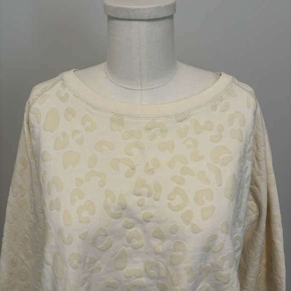 Jackson Rowe Arose Sweatshirt Cream Leopard Print Tie Front Cotton Sweatshirt - Picture 4 of 15